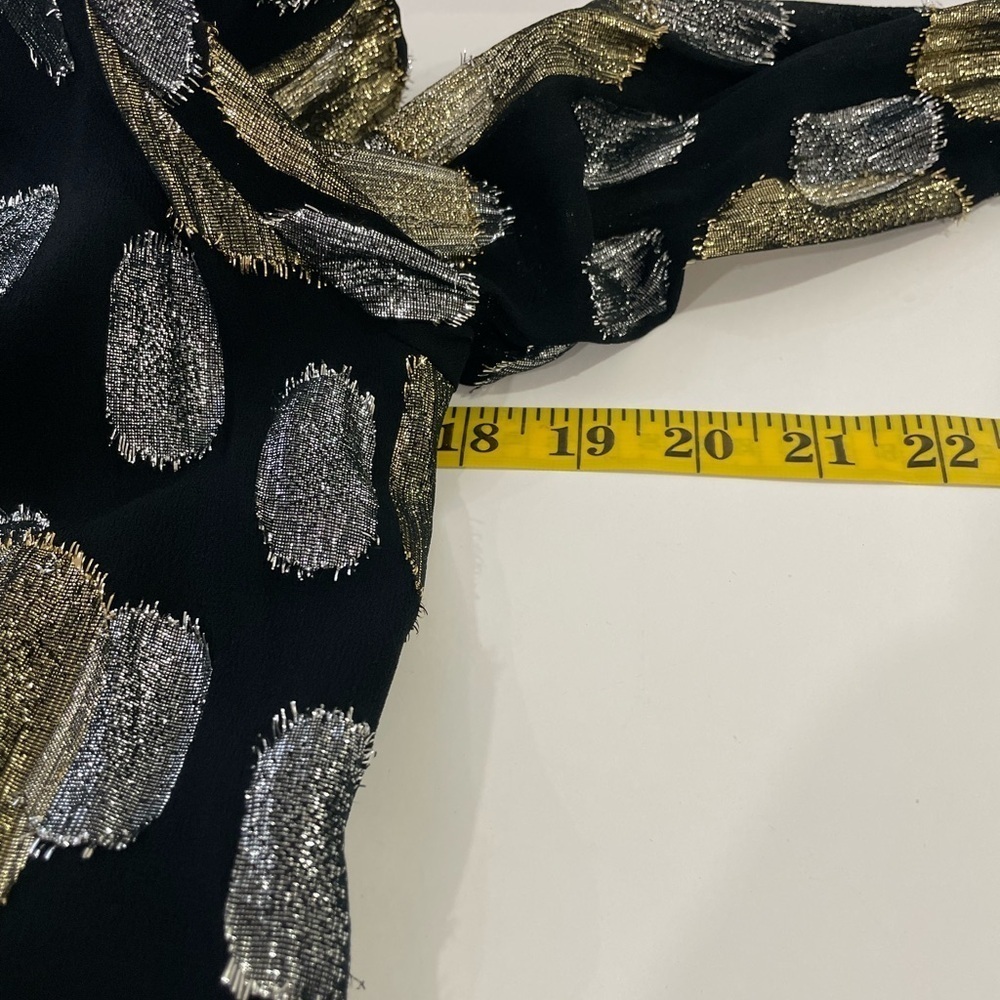 Nu Mode Sz 9 Vintage Y2K Metallic Top Padded Shoulders Tie Elastic Waist Retro - Picture 8 of 13